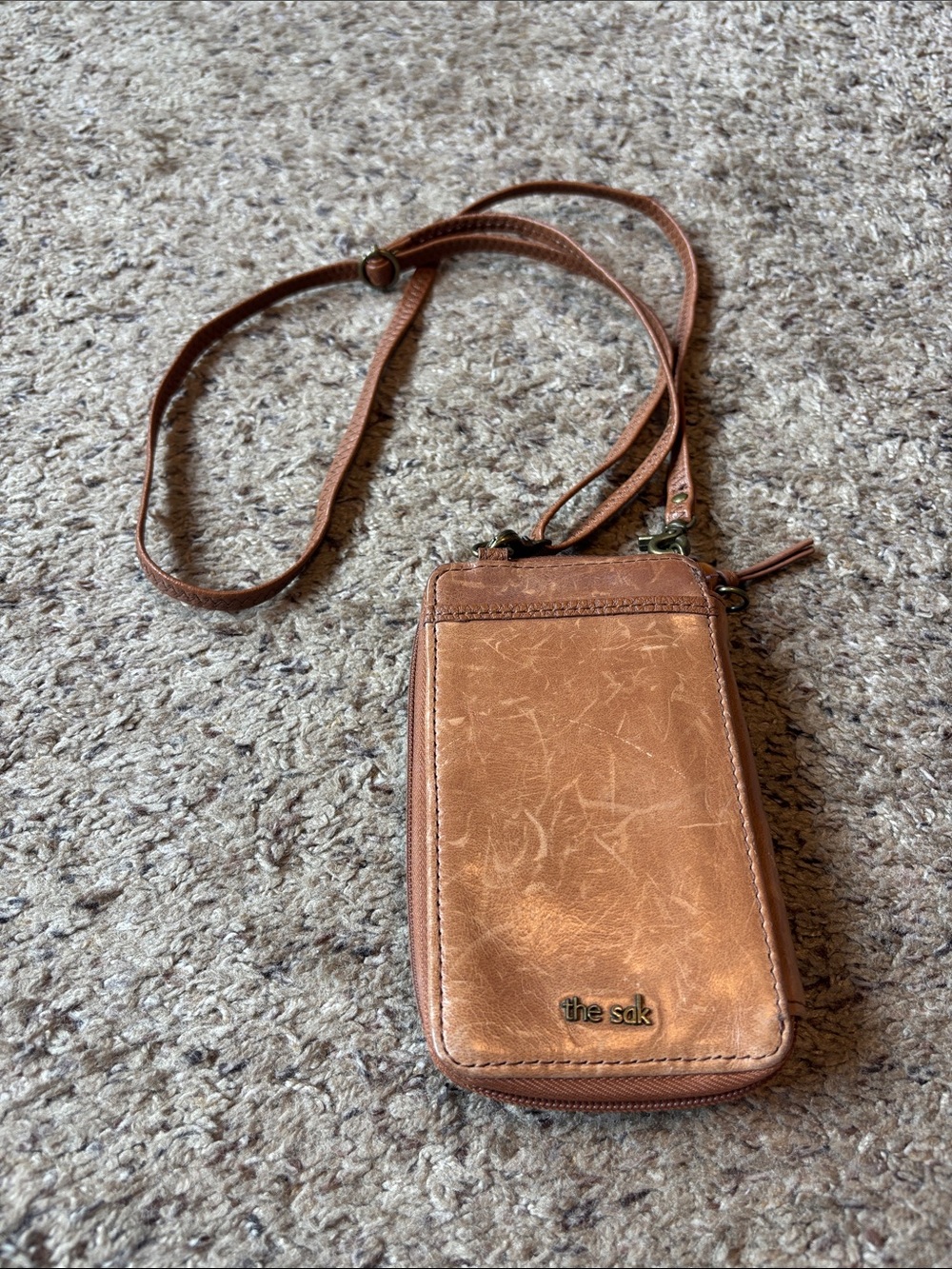 The Sak Brown Leather Mini Crossbody Pouch